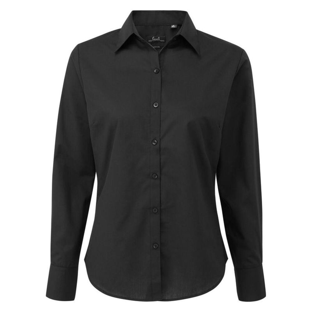 Premier Womens/Ladies Long-Sleeved Shirt / Black